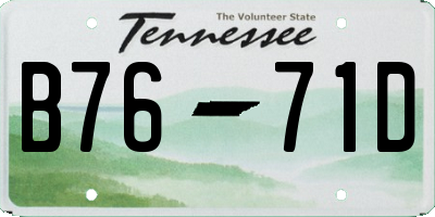 TN license plate B7671D