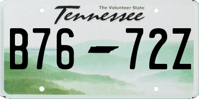 TN license plate B7672Z