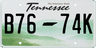 TN license plate B7674K