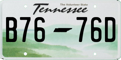 TN license plate B7676D