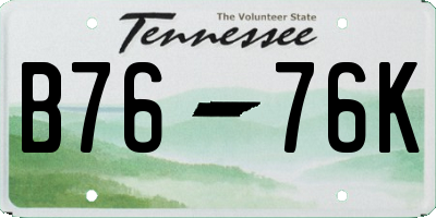 TN license plate B7676K