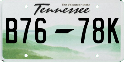 TN license plate B7678K