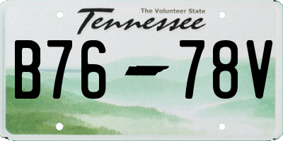 TN license plate B7678V