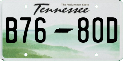 TN license plate B7680D