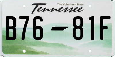 TN license plate B7681F