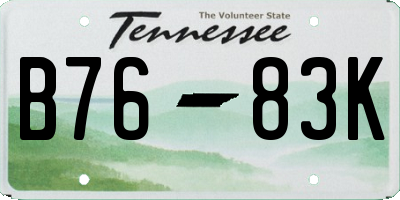 TN license plate B7683K