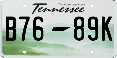 TN license plate B7689K