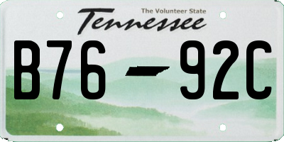 TN license plate B7692C