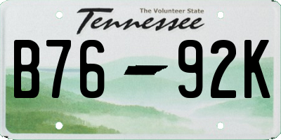 TN license plate B7692K
