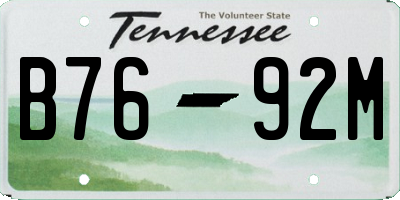TN license plate B7692M