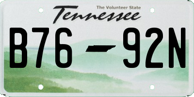 TN license plate B7692N