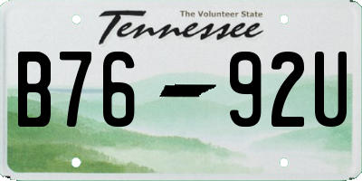 TN license plate B7692U