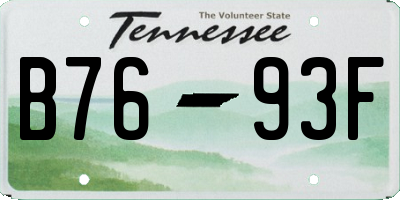 TN license plate B7693F