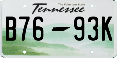 TN license plate B7693K