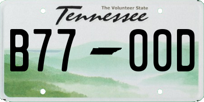 TN license plate B7700D