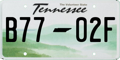 TN license plate B7702F