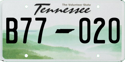 TN license plate B7702O