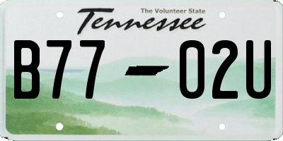 TN license plate B7702U