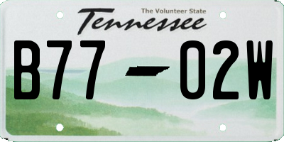 TN license plate B7702W