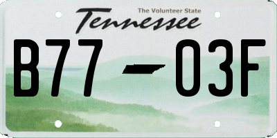 TN license plate B7703F
