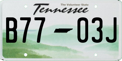 TN license plate B7703J