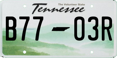 TN license plate B7703R