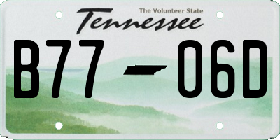 TN license plate B7706D
