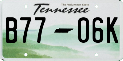 TN license plate B7706K