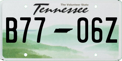 TN license plate B7706Z