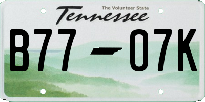 TN license plate B7707K