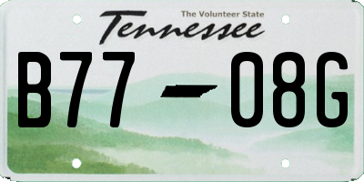 TN license plate B7708G