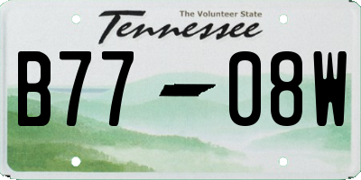 TN license plate B7708W