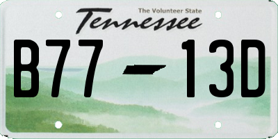 TN license plate B7713D