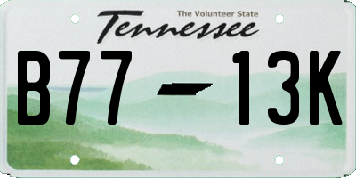 TN license plate B7713K