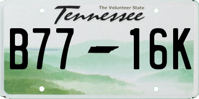 TN license plate B7716K