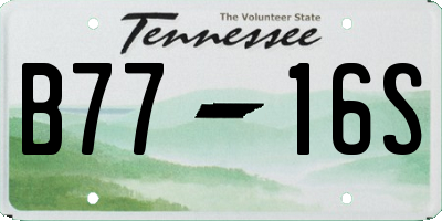 TN license plate B7716S