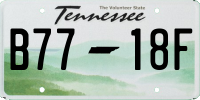TN license plate B7718F