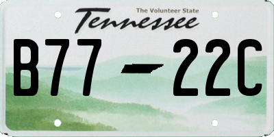 TN license plate B7722C