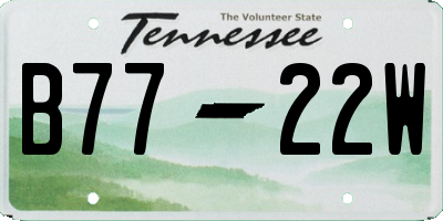 TN license plate B7722W