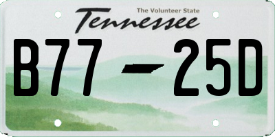 TN license plate B7725D