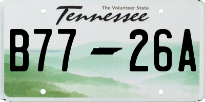 TN license plate B7726A