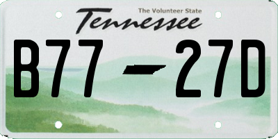 TN license plate B7727D