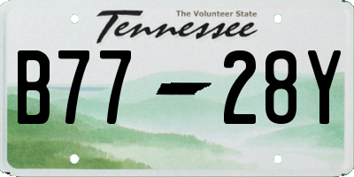 TN license plate B7728Y