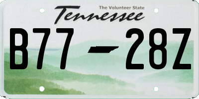 TN license plate B7728Z