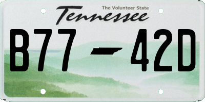 TN license plate B7742D