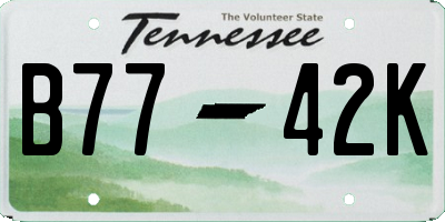 TN license plate B7742K