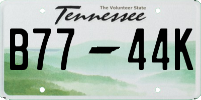 TN license plate B7744K