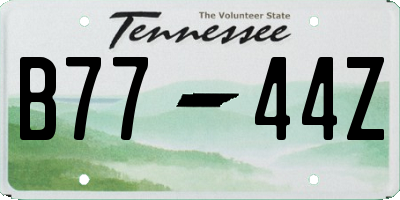 TN license plate B7744Z