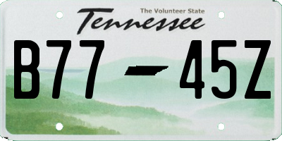TN license plate B7745Z