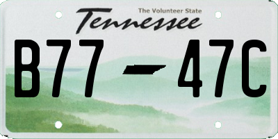 TN license plate B7747C